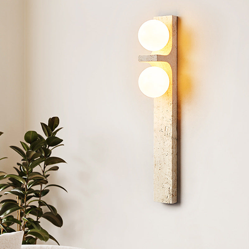 Travertine Glass Ball Grille 2-Light Wall Lamp