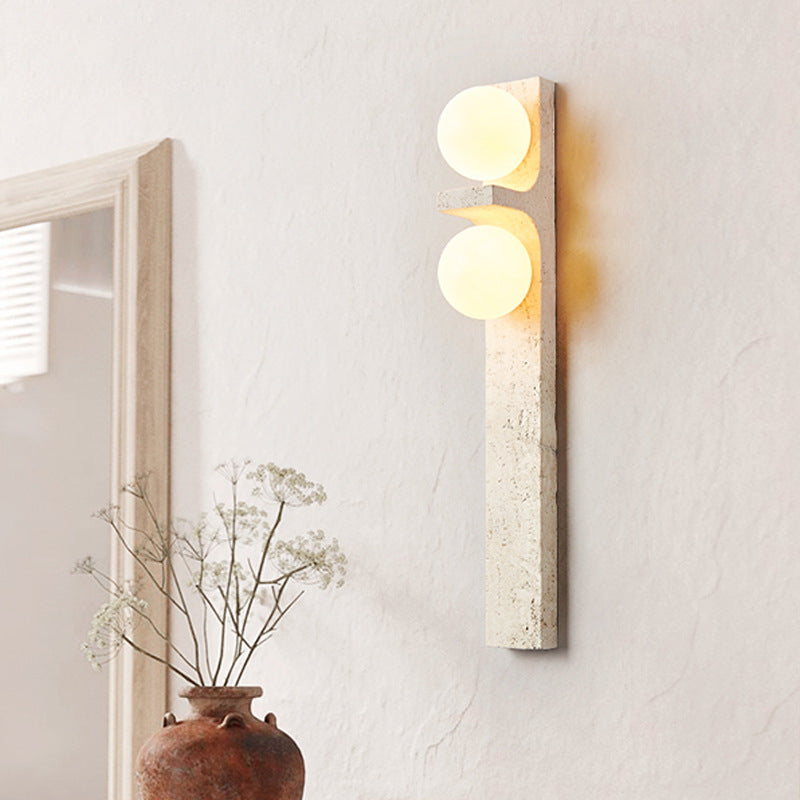 Travertine Glass Ball Grille 2-Light Wall Lamp