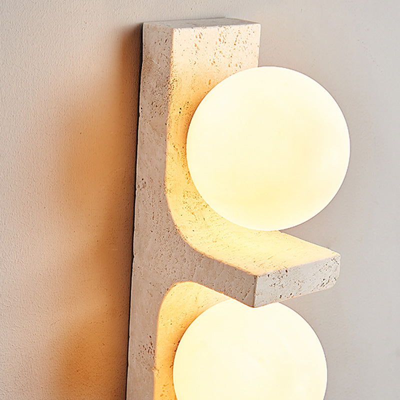 Travertine Glass Ball Grille 2-Light Wall Lamp
