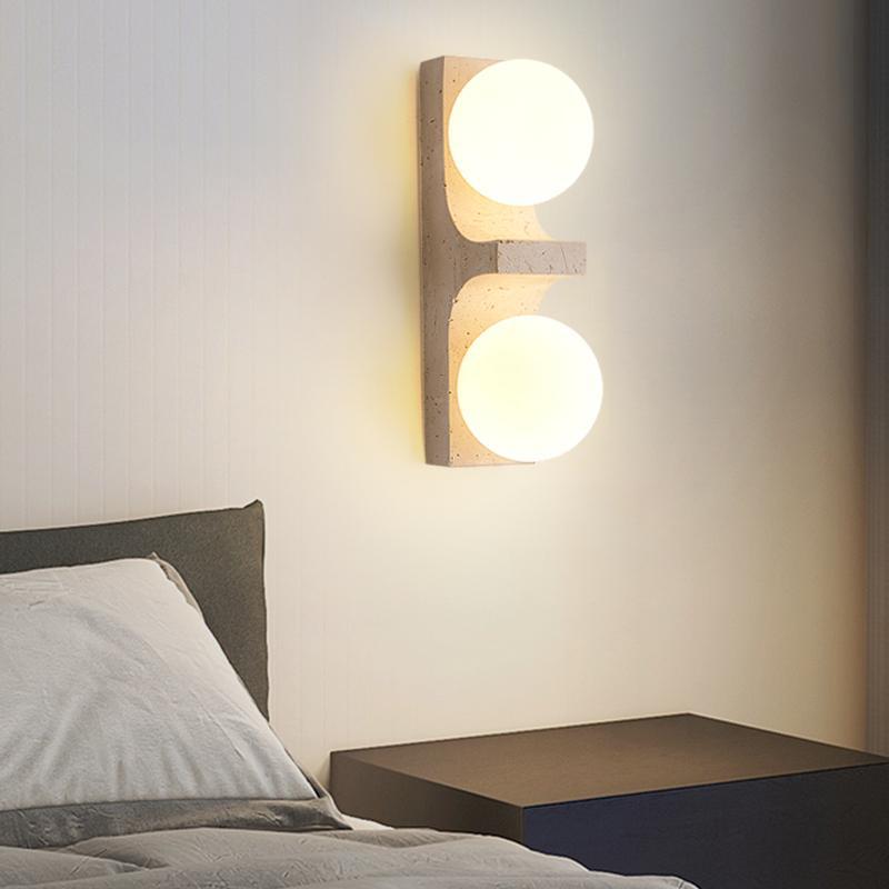 Travertine Glass Ball Grille 2-Light Wall Lamp