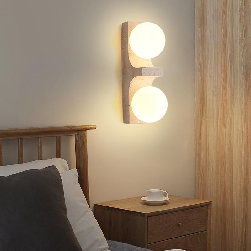 Travertine Glass Ball Grille 2-Light Wall Lamp