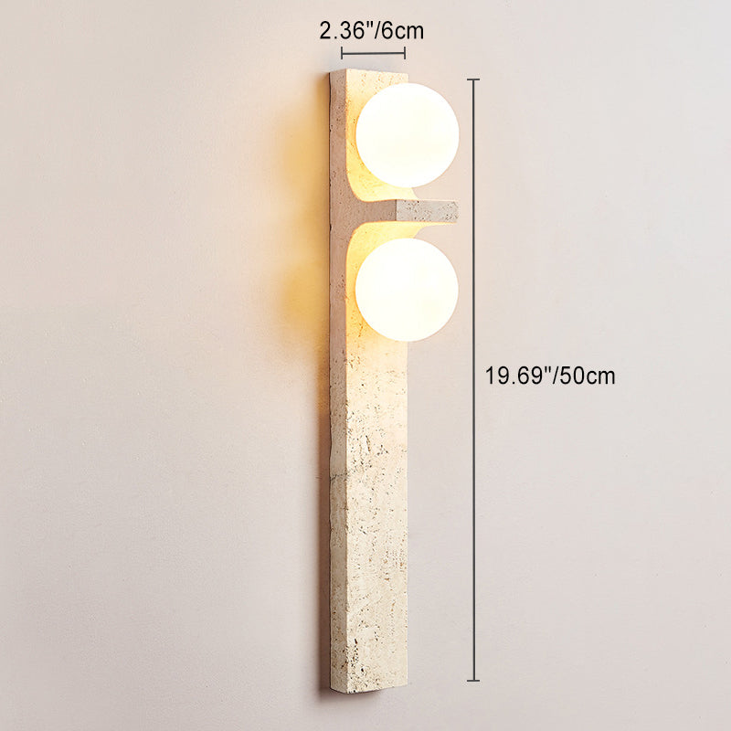 Travertine Glass Ball Grille 2-Light Wall Lamp