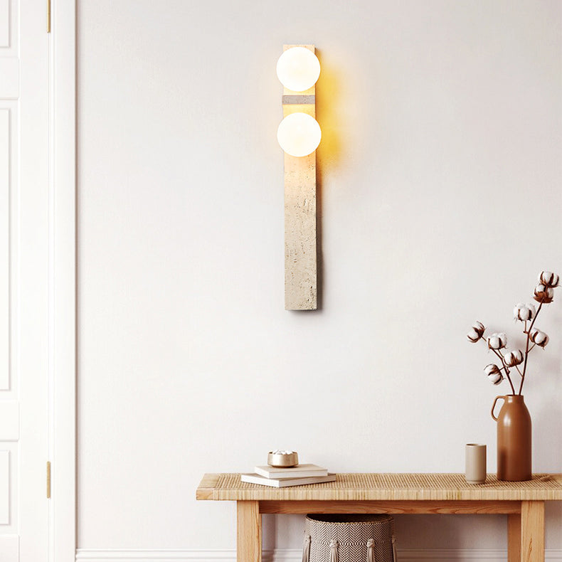 Travertine Glass Ball Grille 2-Light Wall Lamp