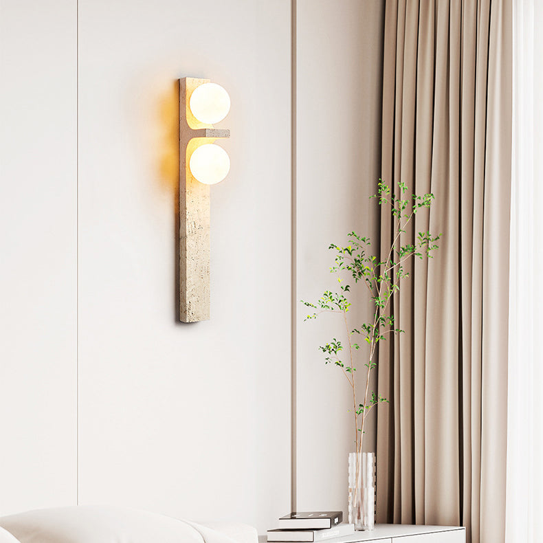 Travertine Glass Ball Grille 2-Light Wall Lamp