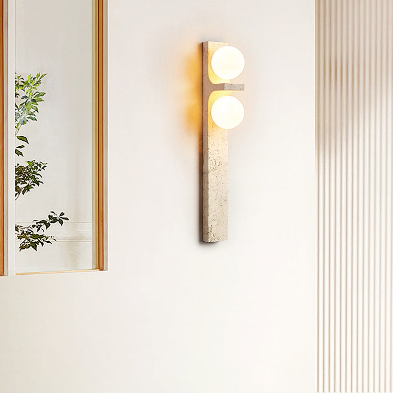 Travertine Glass Ball Grille 2-Light Wall Lamp
