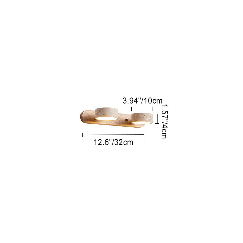 Travertine Wood Round Rotatable Wall Lamp