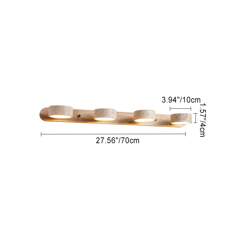Travertine Wood Round Rotatable Wall Lamp