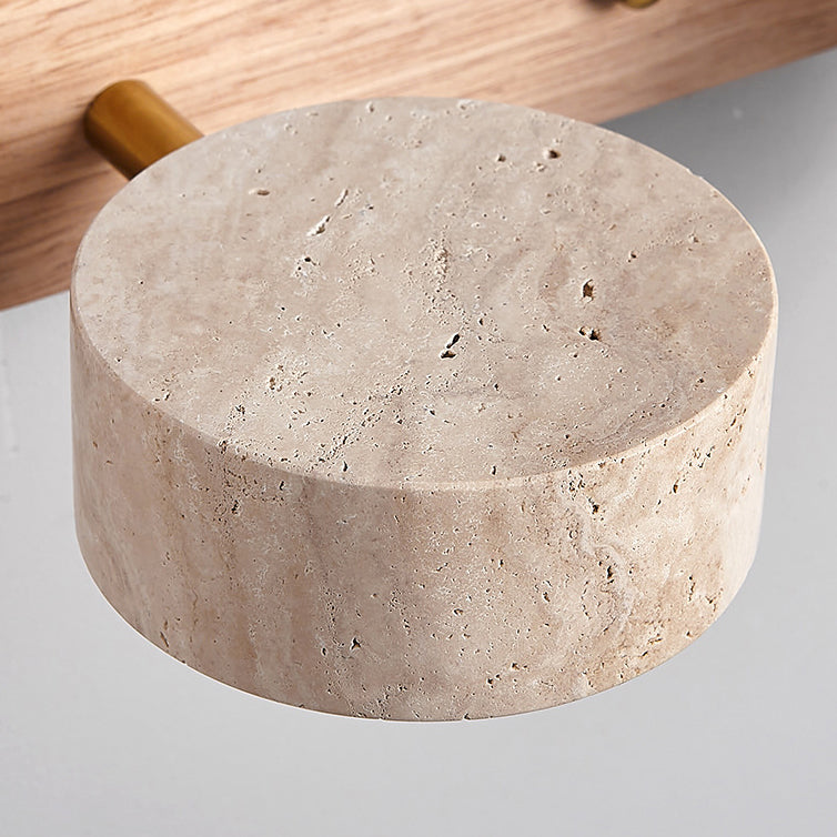 Travertine Wood Round Rotatable Wall Lamp