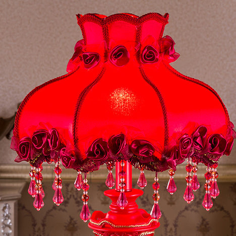 Fabric Resin Rose Carved Table Lamp
