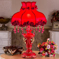 Fabric Resin Rose Carved Table Lamp