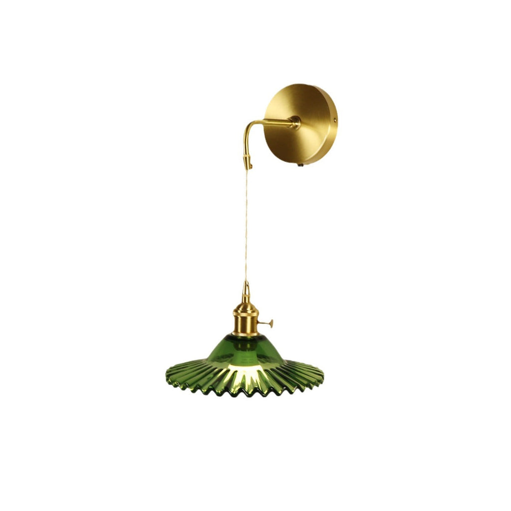 Rechargeable Brass Glass Scalloped Wall Lamp
