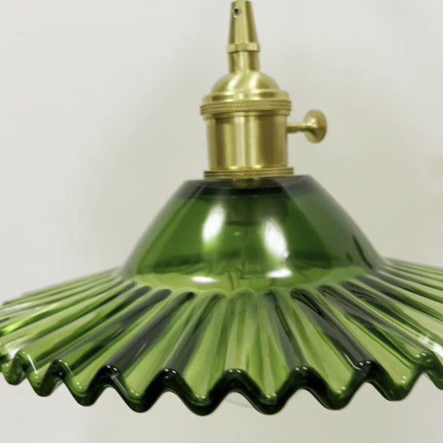 Rechargeable Brass Glass Scalloped Wall Lamp