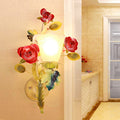 Farmhouse Iron Glass Rose Wall Lamp