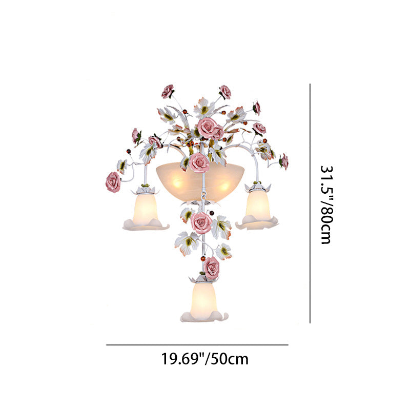 Farmhouse Ceramic Iron Glass 5-Light Wall Lamp