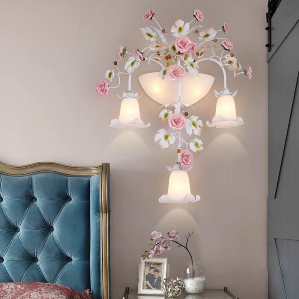 Farmhouse Ceramic Iron Glass 5-Light Wall Lamp