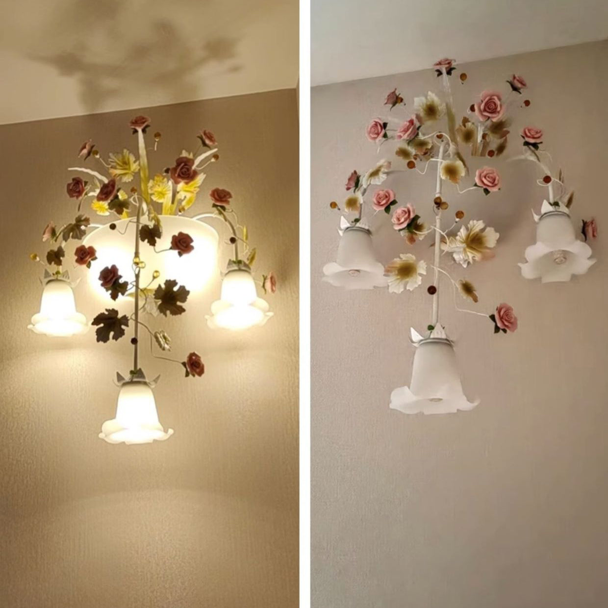 Farmhouse Ceramic Iron Glass 5-Light Wall Lamp