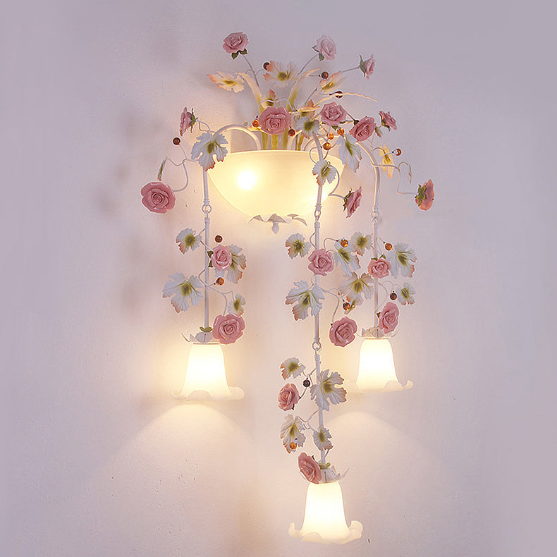Farmhouse Ceramic Iron Glass 5-Light Wall Lamp