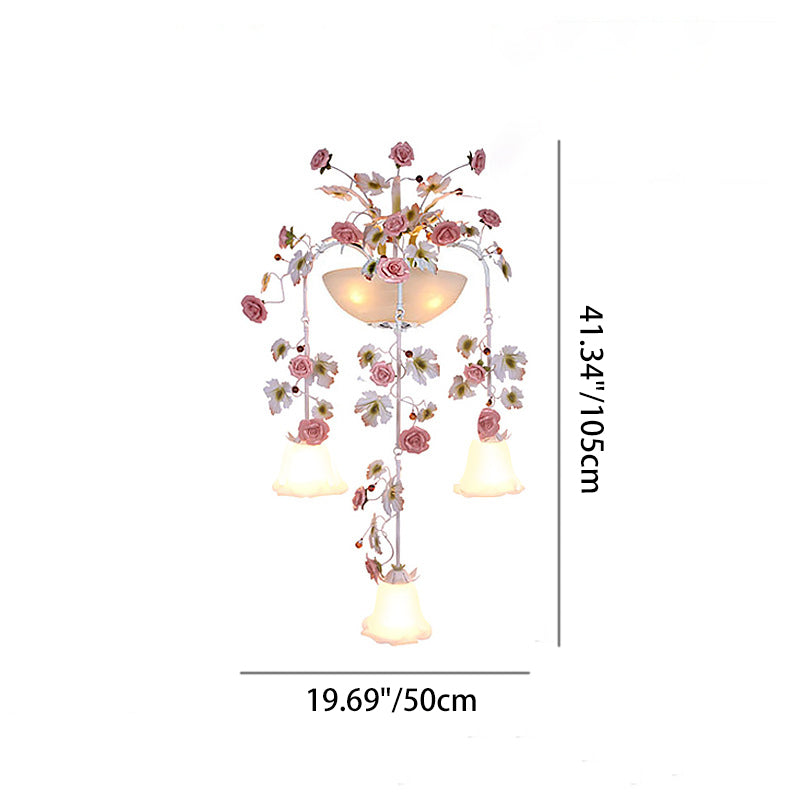 Farmhouse Ceramic Iron Glass 5-Light Wall Lamp