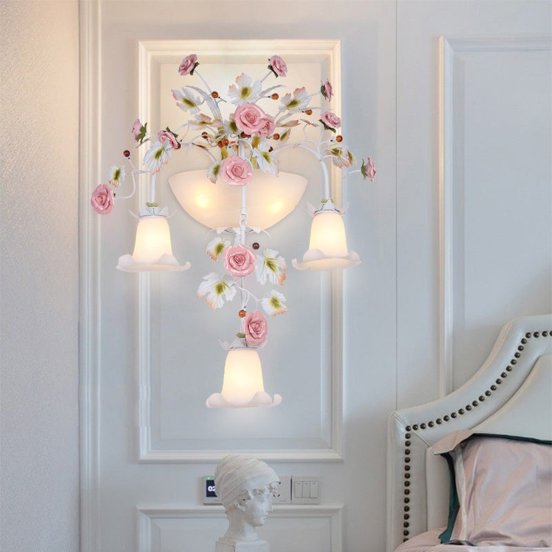 Farmhouse Ceramic Iron Glass 5-Light Wall Lamp