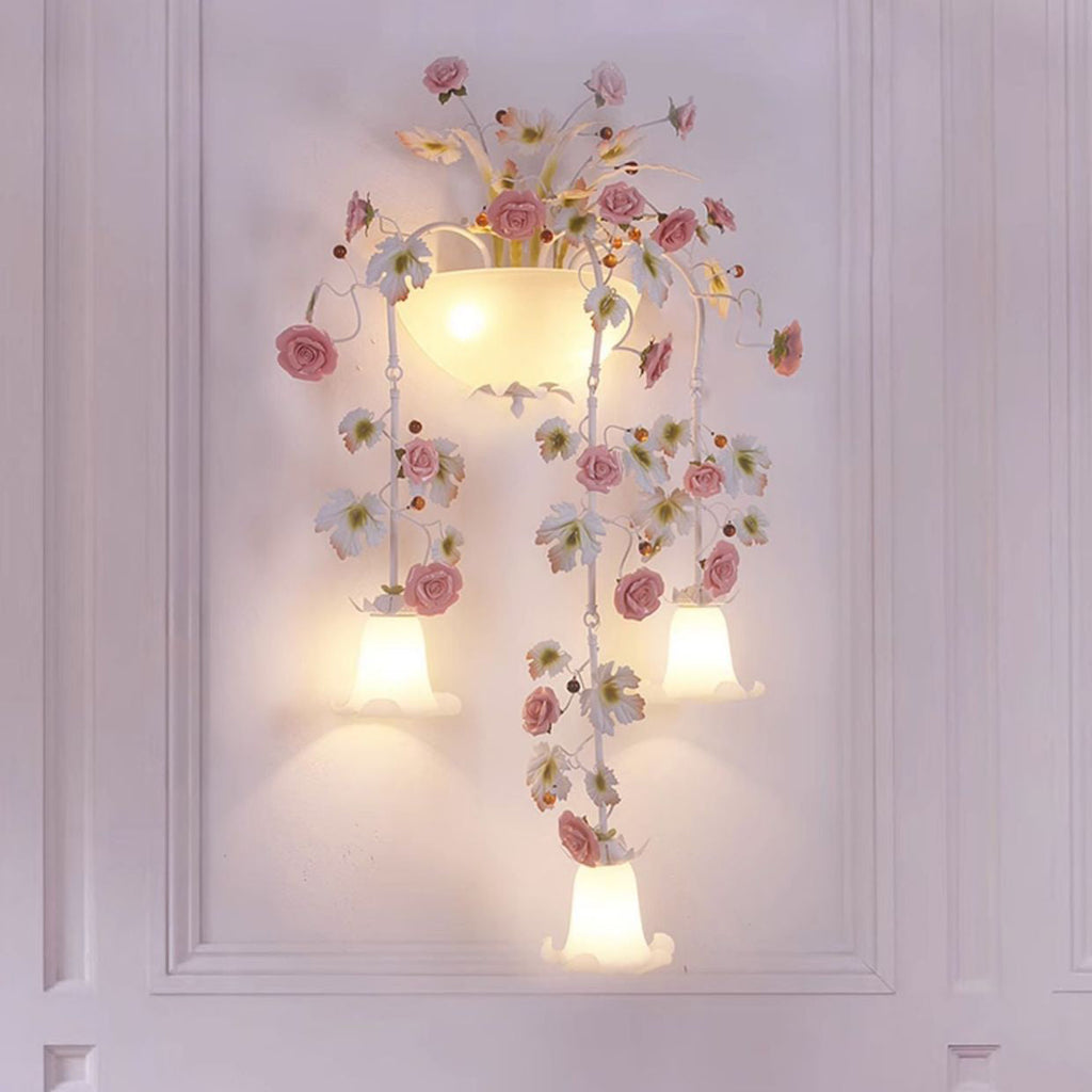 Farmhouse Ceramic Iron Glass 5-Light Wall Lamp