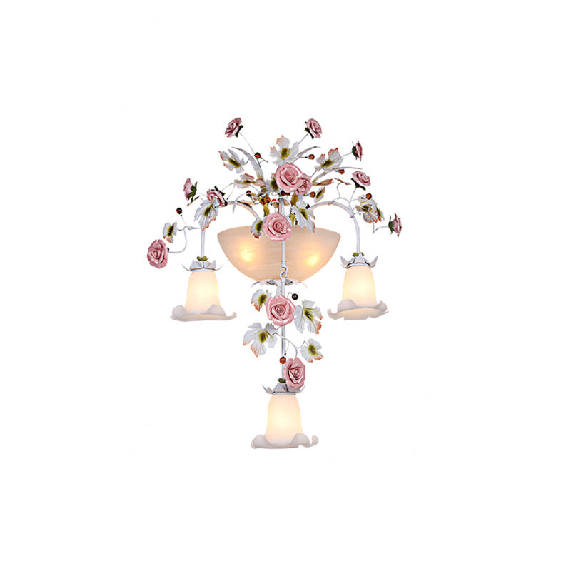 Farmhouse Ceramic Iron Glass 5-Light Wall Lamp