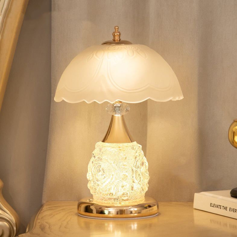 Rechargeable Iron Glass Frosted Table Lamp