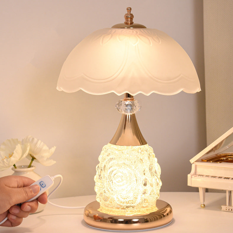 Rechargeable Iron Glass Frosted Table Lamp