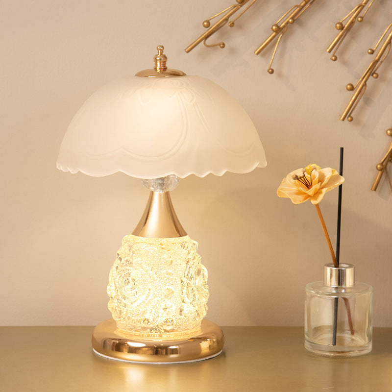 Rechargeable Iron Glass Frosted Table Lamp