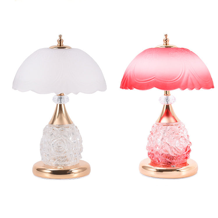 Rechargeable Iron Glass Frosted Table Lamp