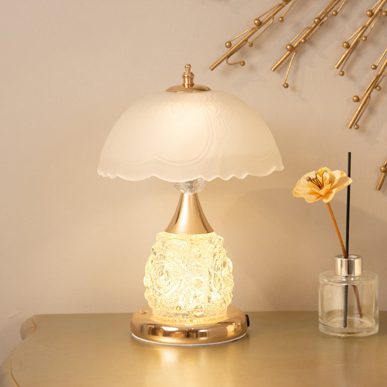 Rechargeable Iron Glass Frosted Table Lamp