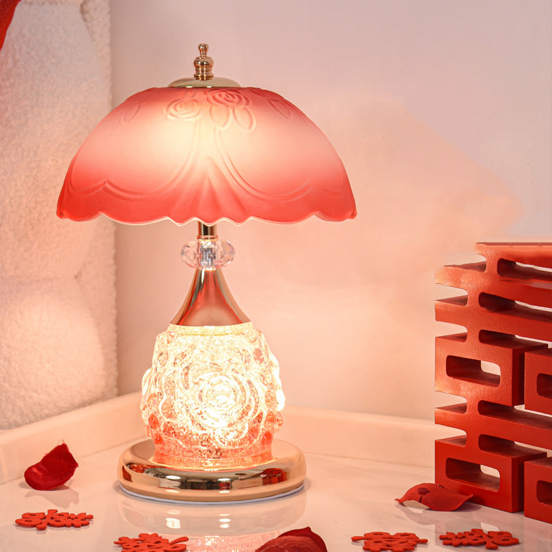 Rechargeable Iron Glass Frosted Table Lamp