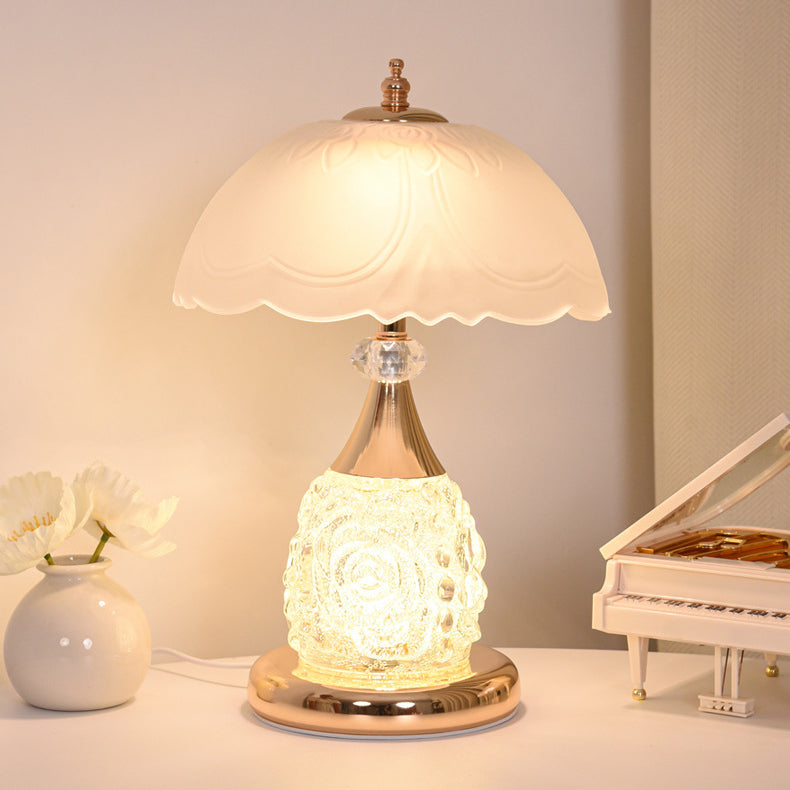 Rechargeable Iron Glass Frosted Table Lamp