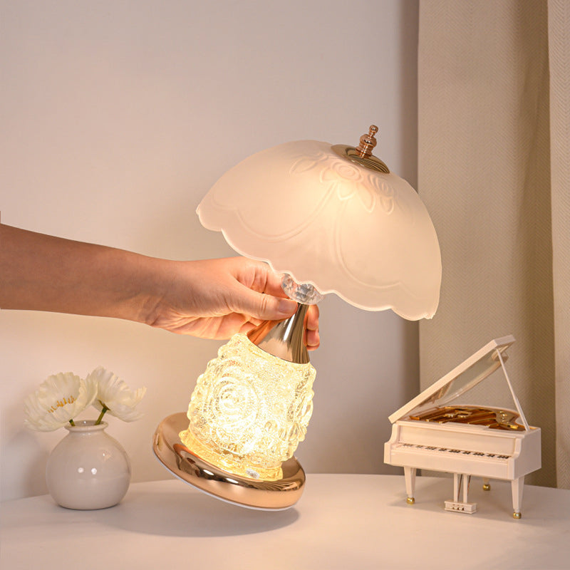 Rechargeable Iron Glass Frosted Table Lamp