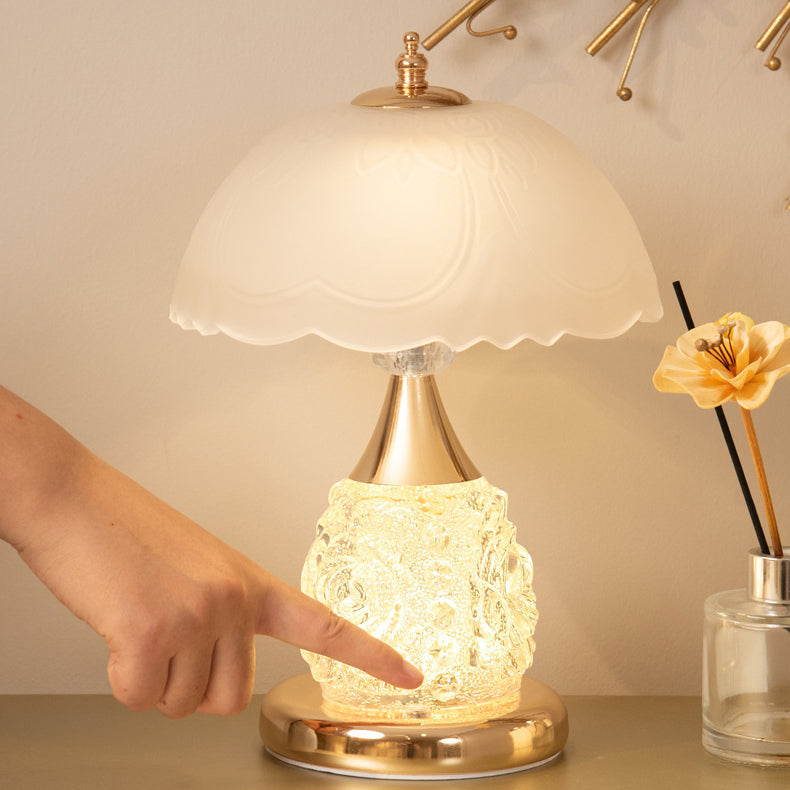 Rechargeable Iron Glass Frosted Table Lamp