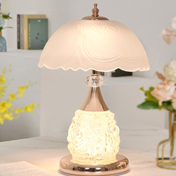 Rechargeable Iron Glass Frosted Table Lamp