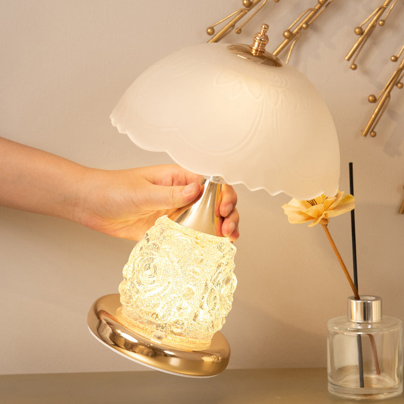 Rechargeable Iron Glass Frosted Table Lamp