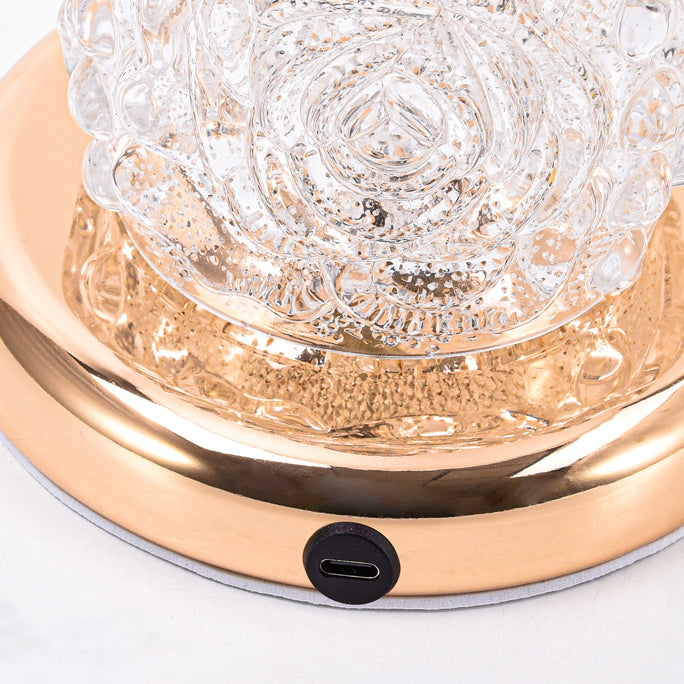 Rechargeable Iron Glass Frosted Table Lamp