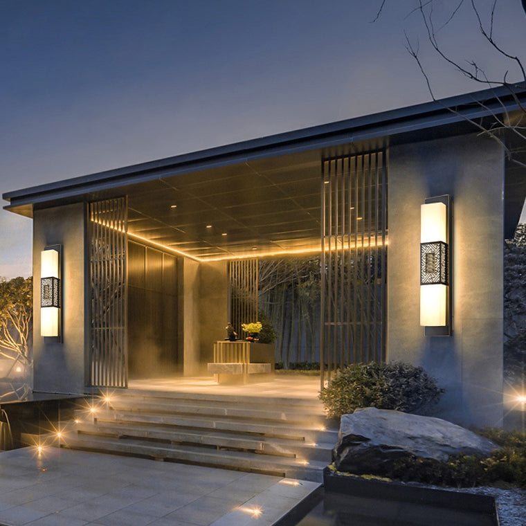 Copper Imitation Marble Rectangular Outdoor Light