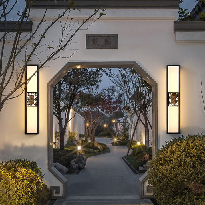 Copper Imitation Marble Rectangular Outdoor Light