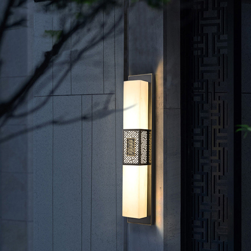 Copper Imitation Marble Rectangular Outdoor Light