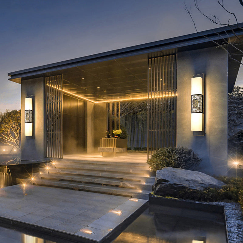 Copper Imitation Marble Rectangular Outdoor Light