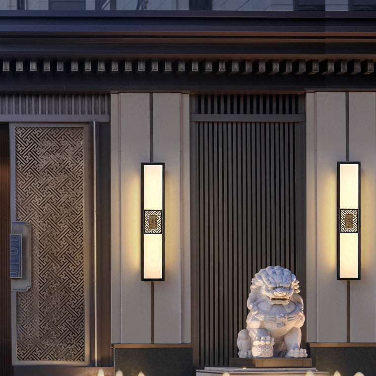 Copper Imitation Marble Rectangular Outdoor Light