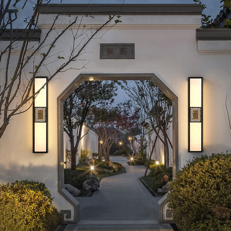 Copper Imitation Marble Rectangular Outdoor Light