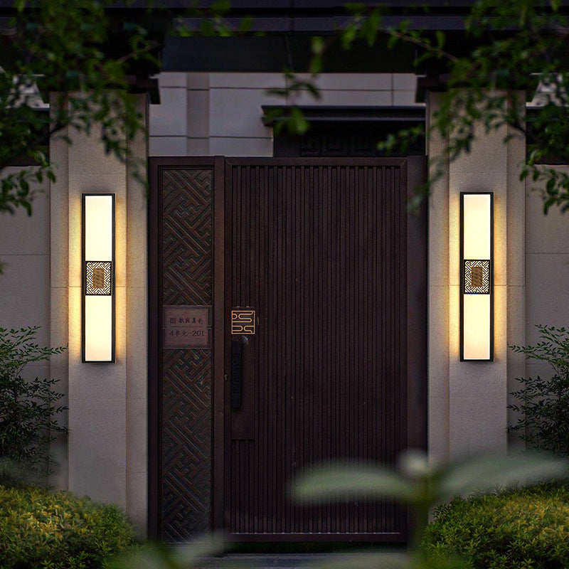 Copper Imitation Marble Rectangular Outdoor Light