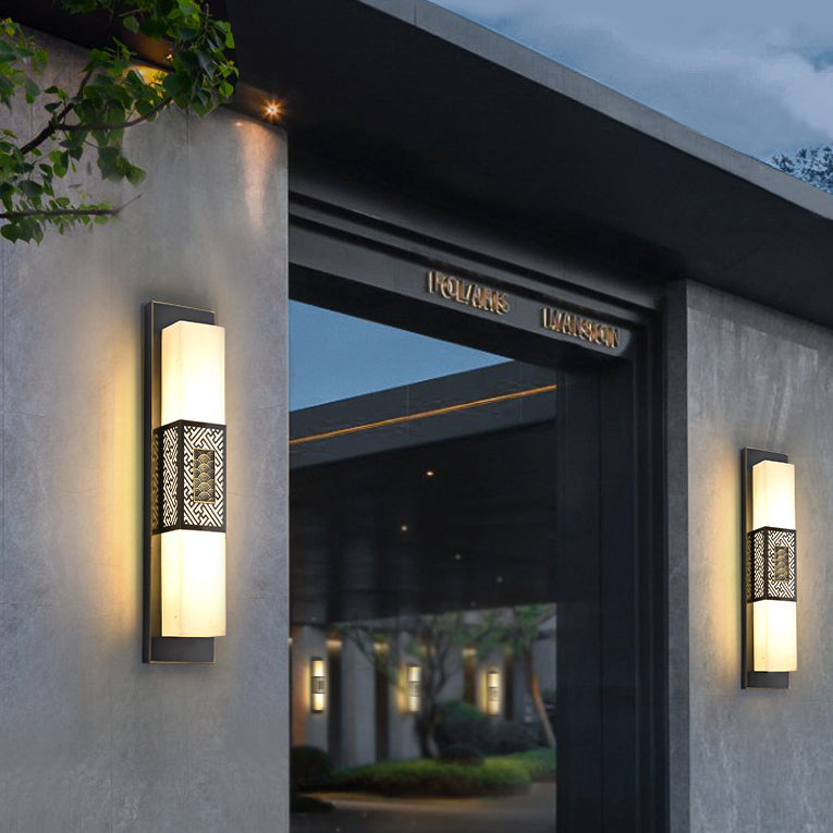 Copper Imitation Marble Rectangular Outdoor Light