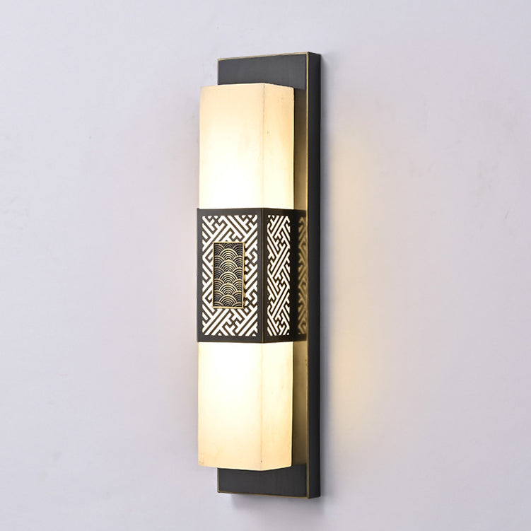 Copper Imitation Marble Rectangular Outdoor Light