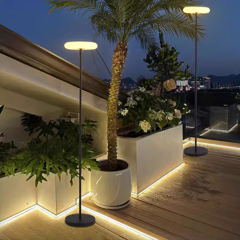 Rechargeable Round Aluminum PE Outdoor Light