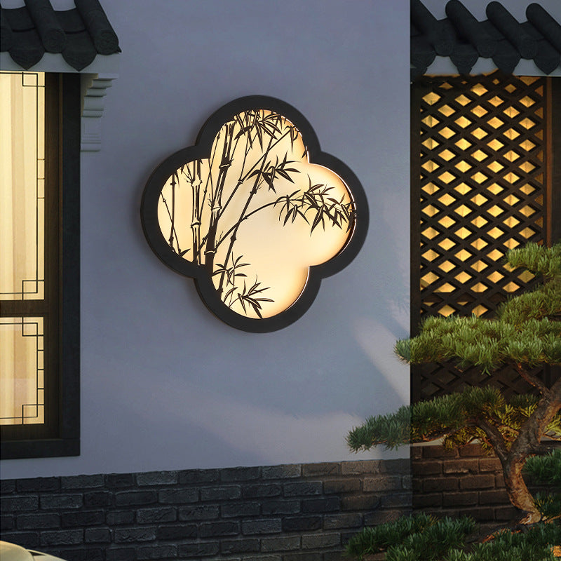Bamboo Leaf Iron Acrylic Outdoor Light