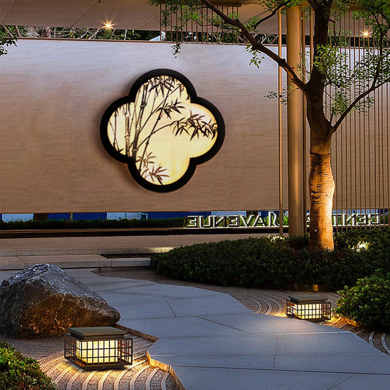 Bamboo Leaf Iron Acrylic Outdoor Light