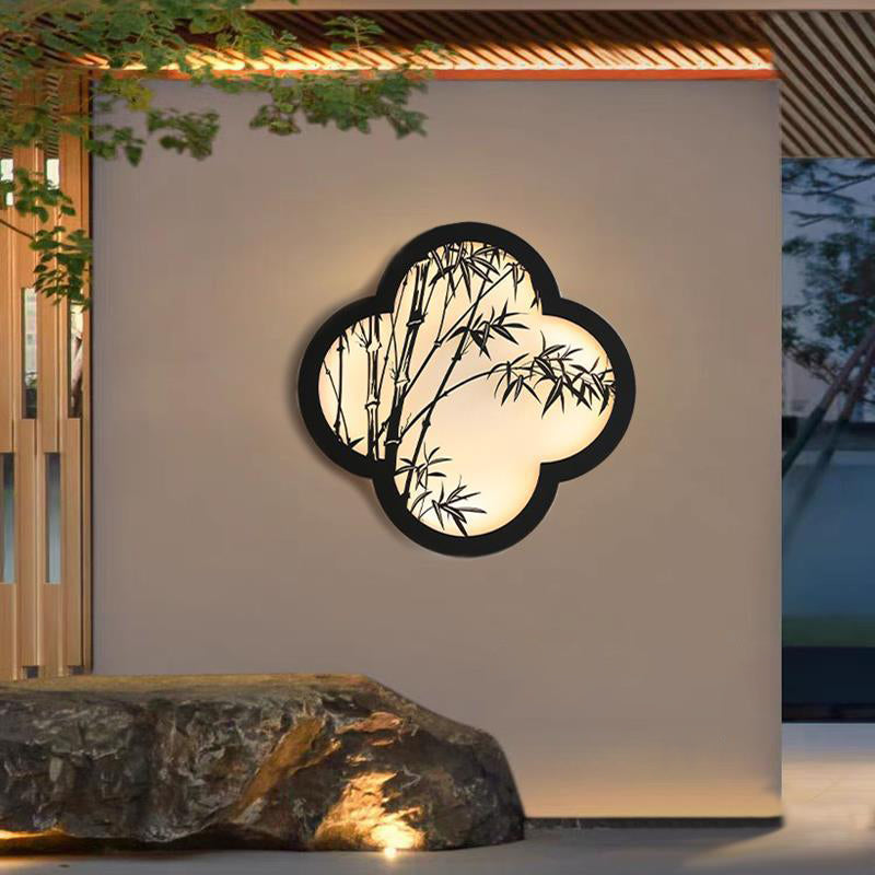 Bamboo Leaf Iron Acrylic Outdoor Light